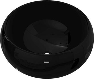 vidaXL Lavabo redondo de cerámica negro 40x15 cm vidaXL