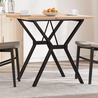 vidaXL Mesa De Comedor Marco Y Madera Maciza Pino Y Acero 80x80x75,5cm Vidaxl