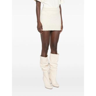 Malo Ribbed Cashmere-Wool Knit Skirt - White