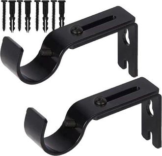 OEM Soportes Ajustables Para Barras De Cortina - 2 Piezas, Soportes Met&aacute;licos De Pared Para Cortinas - Negro