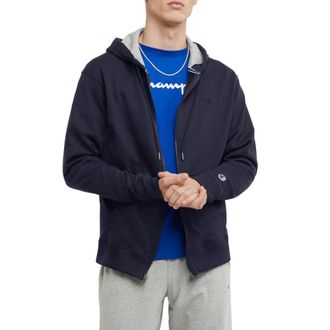 Champion Mens, Comfortable Zip-up Hoodie Sweatshirt (Reg. Or Big & Tall) Warm Up or Track Jacket, Navy, Large
