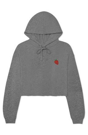 Dalix Strawberry Cropped Fleece Hoodie in Deep Heather at Nordstrom, Size Xx-Large