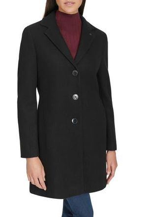 Calvin Klein Classic Notch Lapel Coat in Black at Nordstrom Rack, Size Medium