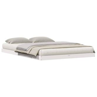 Berkfield Home Modern Floor Bed Frame 140x220 cm Solid Wood Pine in White