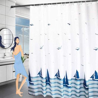 OEM Cortina De Ducha Impermeable De 180 X 200 Cm, De Poli&eacute;ster Resistente, Lavable, Con Dobladillo Con Peso, Antimoho Y Anillas De Abs Para Ba&ntilde;era Y Ba&ntilde;o