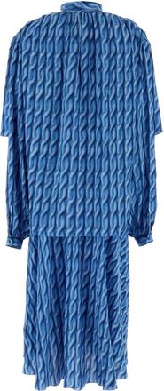 Balenciaga Womens Printed Polyester Dress Blue