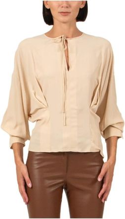 Semicouture Cr&egrave;me Crepe de Chine Blouse - Dames - Blouses - Beige - XL - Overhemden