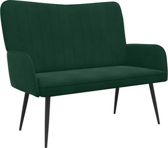 vidaXL Sof&aacute; De 2 Plazas Verde Oscuro 115 X 61 X 87 Cm Terciopelo Vidaxl