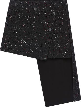 Courr&egrave;ges Tweed mini-rok met asymmetrisch vlak - Zwart