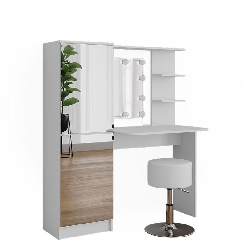 Vicco Coiffeuse Laura Blanc Lumière LED & Tabouret