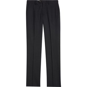 Berle Flat Front Tropical Weight Wool Dress Pants in Charcoal Gray at Nordstrom, Size 38