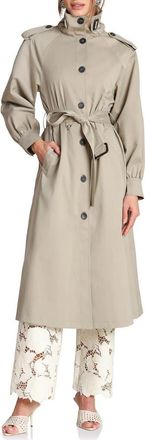 Avec Les Filles Funnel Neck Trench Coat in Sage at Nordstrom, Size X-Large