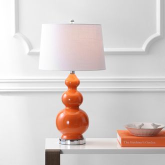 Jonathan Y Designs Bowen 27.5 Contemporary Transitional Ceramic Gourd LED Table Lamp