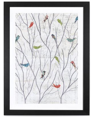 iCanvas Icanvas Summer Birds Background I By Courtney Prahl Black Framed Fine Art Paper Print
