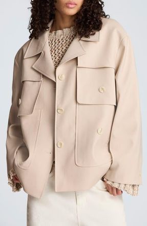 Kenneth Cole Twill Trench Jacket in Timeless Taupe at Nordstrom, Size X-Large
