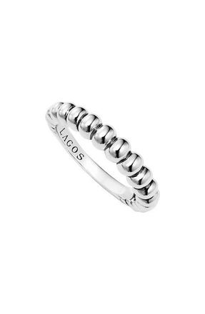 Lagos Signature Caviar Bold Fluted Stack Ring in Silver at Nordstrom, Size 6