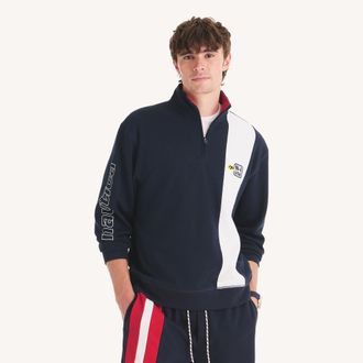 Nautica Mens Colorblock Quarter-Zip Sweatshirt