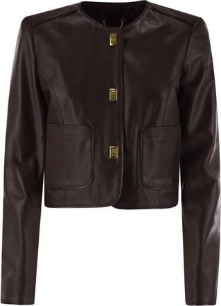 Elisabetta Franchi Leather Jacket With Vinyl Details