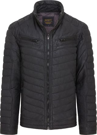 Infinity Leather Mens Quilted Puffer Leather Bomber Jacket - Torpoint