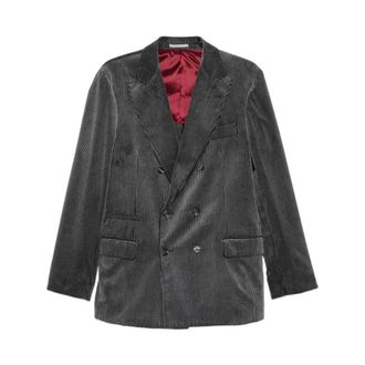 Brunello Cucinelli Kostuums, Heren, Grijs, M, Katoen, Mv 4507Bpd C022 Double-Breasted Jacket