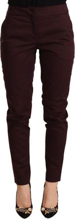 Just Cavalli Womens Burgundy Slimstraight Pants - Dark Red Cotton - Size EU 40 (Womens)