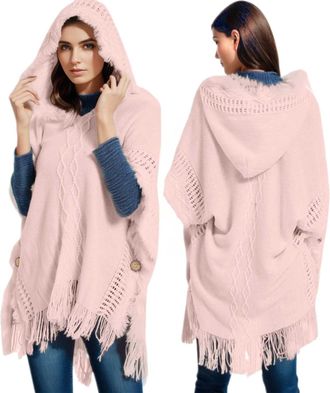 Generic Womens Winter Wearable Shawl Scarf with Integrated Sleeves and Attached Hood for Cold Weather Xmas Gifts For Women Christmas Pashminas Friends