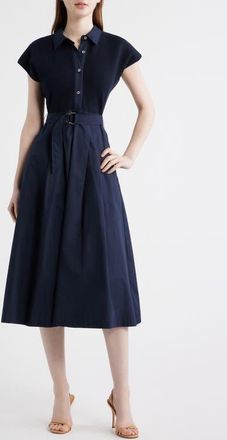 ZOE AND CLAIRE Mixed Media Shirtdress in Navy at Nordstrom, Size X-Small