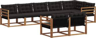 vidaXL Conjunto De Sof&aacute;s De Exterior 8 Uds. Natural Y Negro Vidaxl