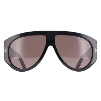 Tom Ford Aviator Mens Shiny Black Grey Light Mirror Bronson FT1044 - One Size
