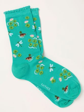 Fat Face FatFace Turquoise Blue Duck Pond Socks