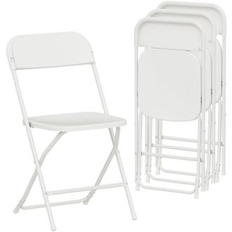 HOMCOM Set 4 Sedie Pieghevoli con Fori di Drenaggio 45x49x79.5 cm Bianco