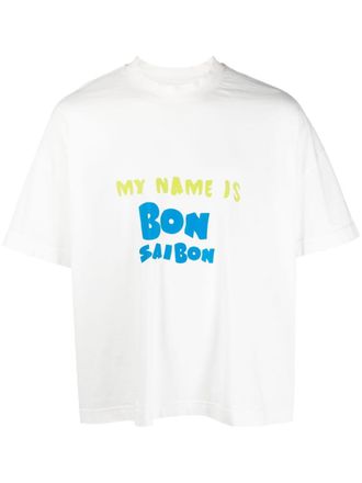 BONSAI graphic-print cotton T-Shirt - men - Cotton - L - White