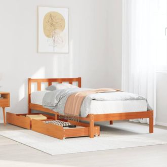 Berkfield Home Bed Frame without Mattress Wax Brown 75x190 cm Small Single Solid Wood Pine