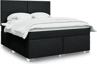 vidaXL Vidaxl - Cama Box Spring Con Colch&oacute;n Tela Negro 180x200 Cm