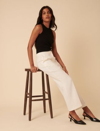 Nobody's Child White Tailored Cropped Trousers
