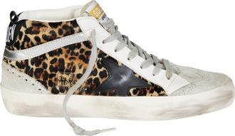 Golden Goose High-Top Sneakers with Bold Leopard Print