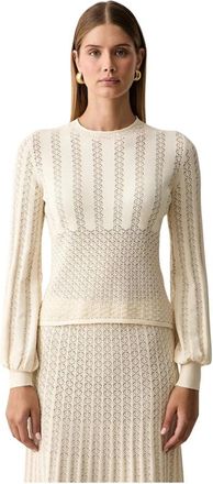 Twinset Gebreid vest met ronde hals - Dames - Ronde hals truien - Beige - S - Truien & Vesten