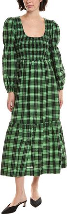 Ganni Ganni Seersucker Smocked Maxi Dress