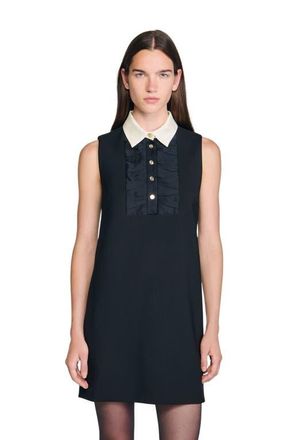 Sandro Short dress with contrast collar in Black at Nordstrom, Size 40 Eu