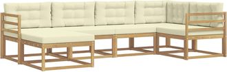 vidaXL Conjunto De Sof&aacute;s De Exterior 5 Uds. Blanco Y Crema Poli&eacute;ster Vidaxl