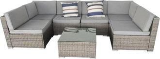 Concept Usine Conjunto de muebles modulares de jard&iacute;n de resina tejida 6 plazas - gr
