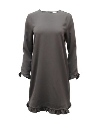 Ganni Ganni Ruffle-Trimmed Mini Dress in Black Polyester