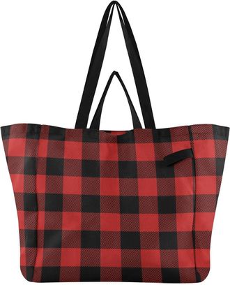 Generic Plaid Dark pattern Reusable Canvas Tote Bag, Heavy Duty Grocery Shopping Bag with Hard Bottom Large Capacity Double Handles Work Groceries Travel