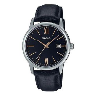 Casio Mens CASIO DRESS Series Minimalistic Small Business Casual Watch Mens Black Analog MTP-V002L-1B3