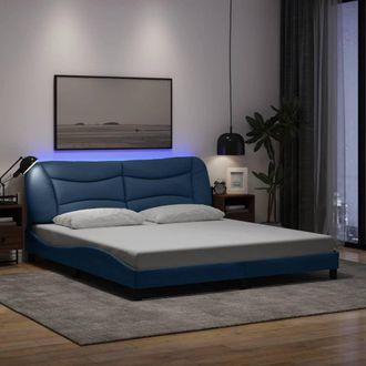 vidaXL Vidaxl - Estructura De Cama Con Led Sin Colch&oacute;n Tela Azul 180x200 Cm