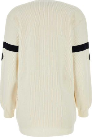 Gucci Womens Ivory Wool Blend Cardigan Ivorynavymix Exterior: Polyester Maglieria Sweater
