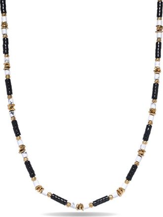 Eye Candy Los Angeles Mens Oliver Agate Beaded Necklace in Black at Nordstrom Rack