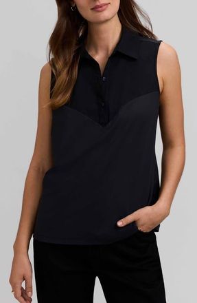 Foxcroft Chelsea Layered Sleeveless Tank in Black at Nordstrom, Size X-Large