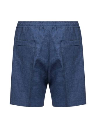 Ermenegildo Zegna Mens Shorts Oasi Lino Navy Blue Linen