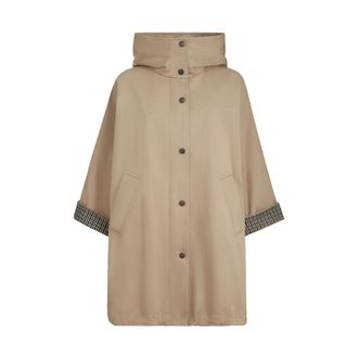 Brunello Cucinelli Parka van katoen en linnen - Dames - Mantels - Beige - Maat: S Katoen